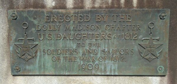 SOLDIERS AND SAILORS OF THE WAR OF 1812 MEMORIAL FOUNTAIN PLAQUE