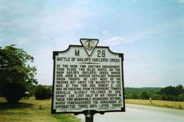 BATTLE OF SAILORS (SAYLER’S) CREEK MEMORIAL MARKER SIDE II