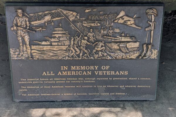 IN MEMORY OF ALL AMERICAN VETERANS MEMORIAL TANK PLAQUE