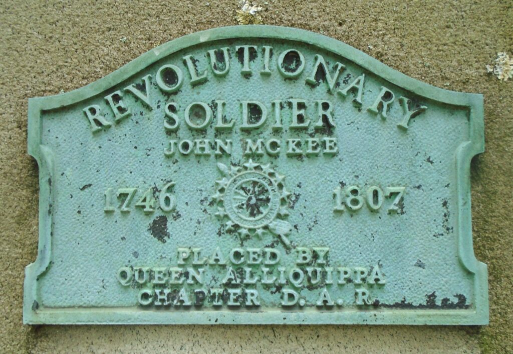 JOHN MCKEE REVOLUTIONARY SOLDIER WAR MEMORIAL PLAQUE
