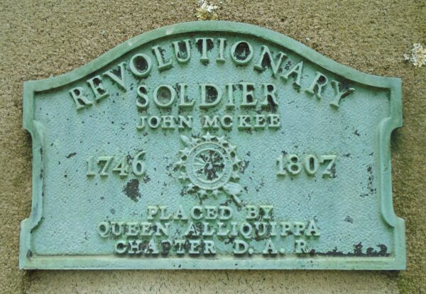 JOHN MCKEE REVOLUTIONARY SOLDIER WAR MEMORIAL PLAQUE