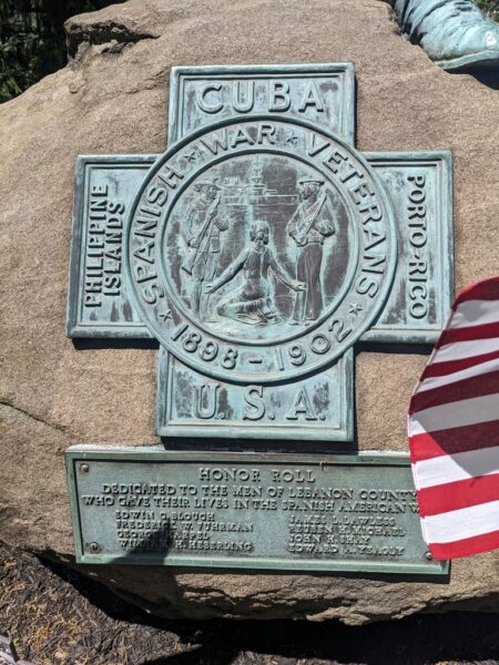 LEBANON COUNTY SPANISH-AMERICAN WAR MEMORIAL PLAQUE