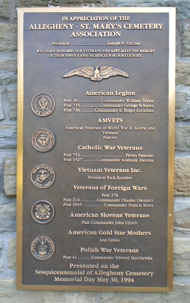 ALLEGHENY CEMETERY VETERANS MEMORIAL PLAZA PLAQUE C