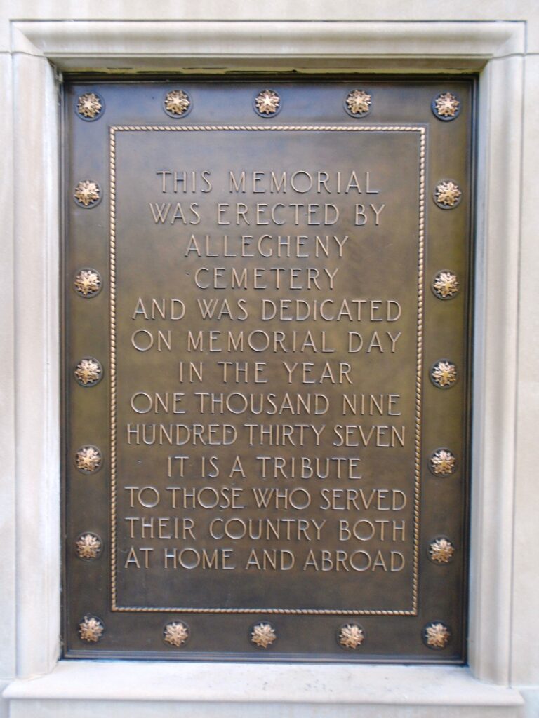 ALLEGHENY CEMETERY VETERANS MEMORIAL PLAZA PLAQUE A