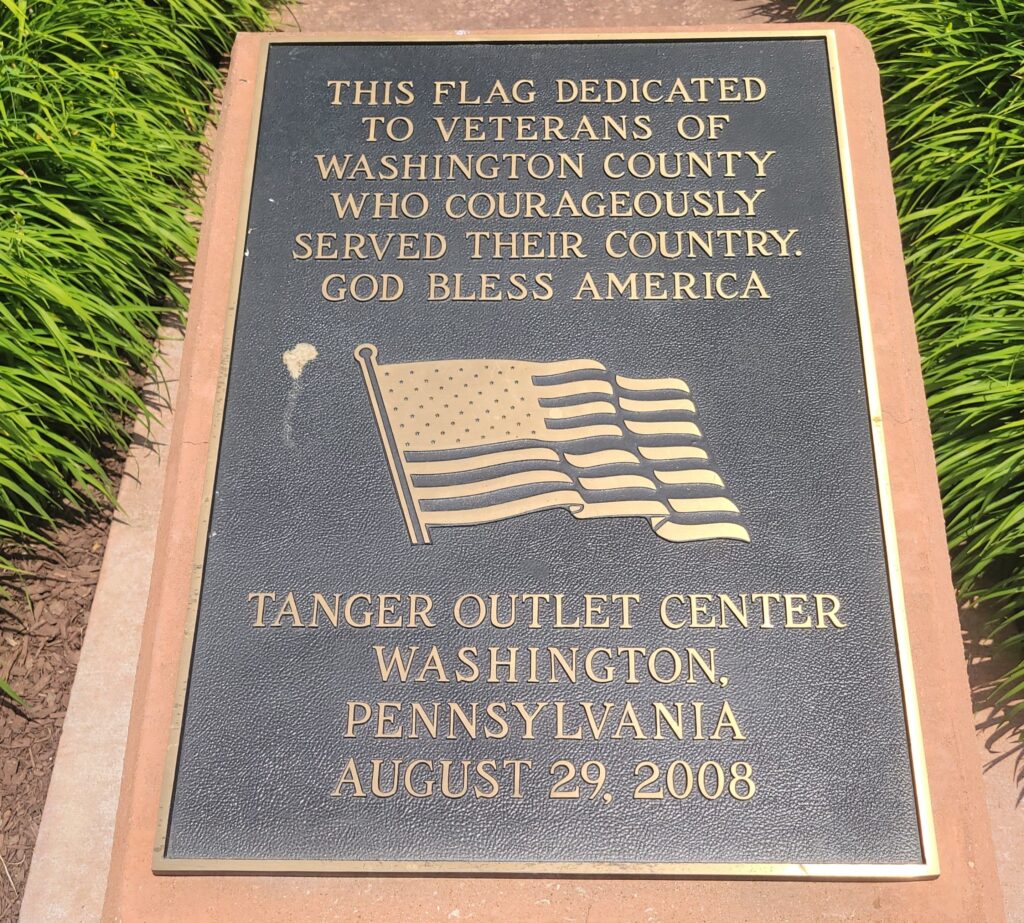 WASHINGTON COUNTY VETERANS MEMORIAL FLAGPOLE PLAQUE