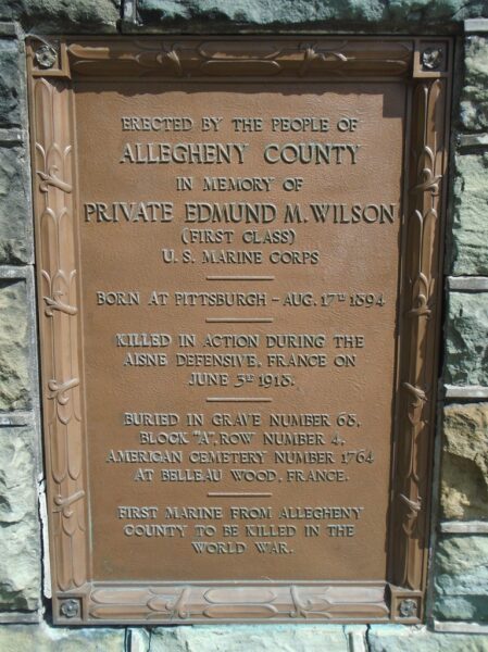 PRIVATE EDMUND M. WILSON WAR MEMORIAL PLAQUE