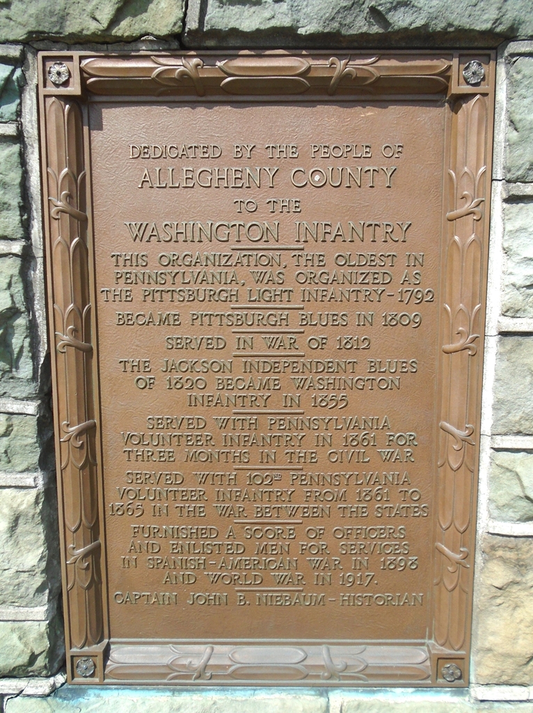 WASHINGTON INFANTRY WAR MEMORIAL PLAQUE