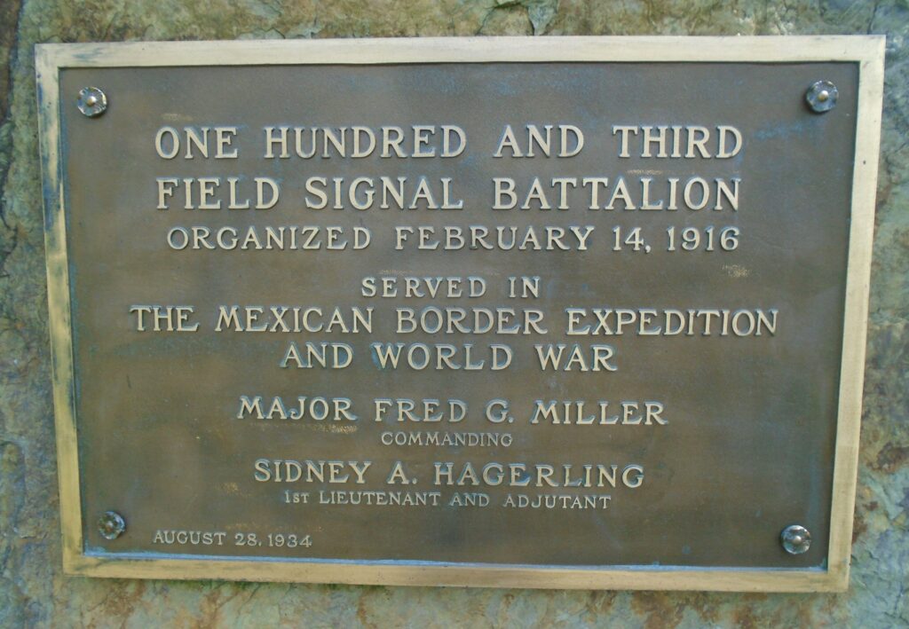 ONE HUNDRED AND THIRD FIELD SIGNAL BATTALION WAR MEMORIAL PLAQUE