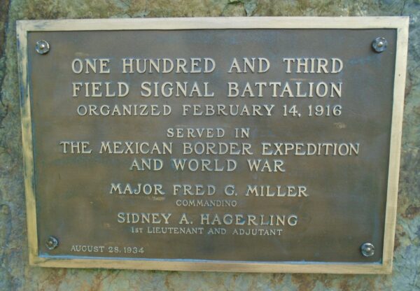 ONE HUNDRED AND THIRD FIELD SIGNAL BATTALION WAR MEMORIAL PLAQUE