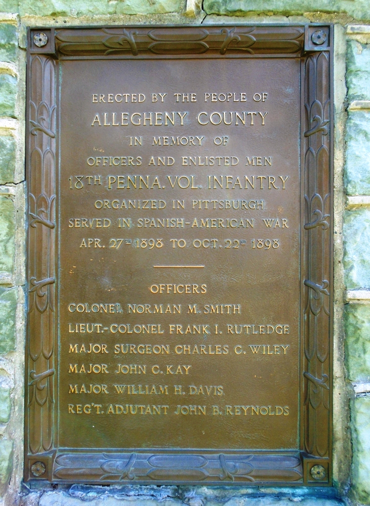 18TH PENNSYLVANIA VOLUNTEER INFANTRY WAR MEMORIAL PLAQUE