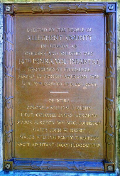 14TH PENNSYLVANIA VOLUNTEER INFANTRY WAR MEMORIAL PLAQUE