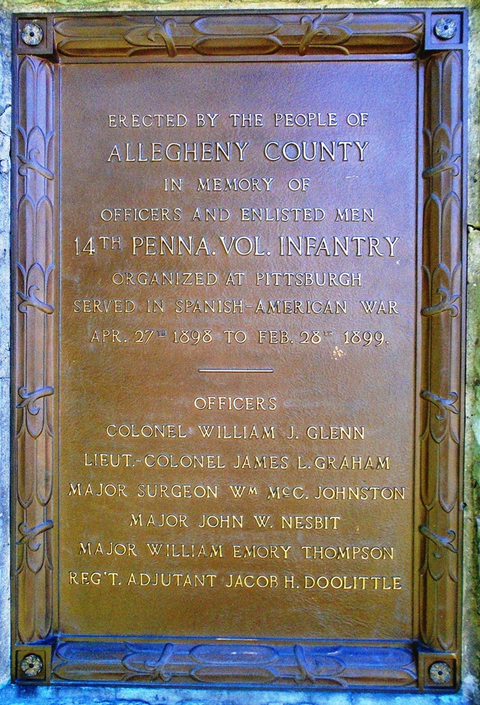 14TH PENNSYLVANIA VOLUNTEER INFANTRY WAR MEMORIAL PLAQUE
