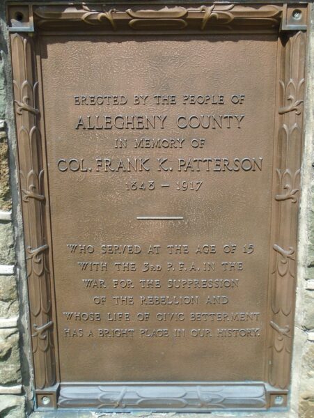 COL. FRANK K. PATTERSON WAR MEMORIAL PLAQUE