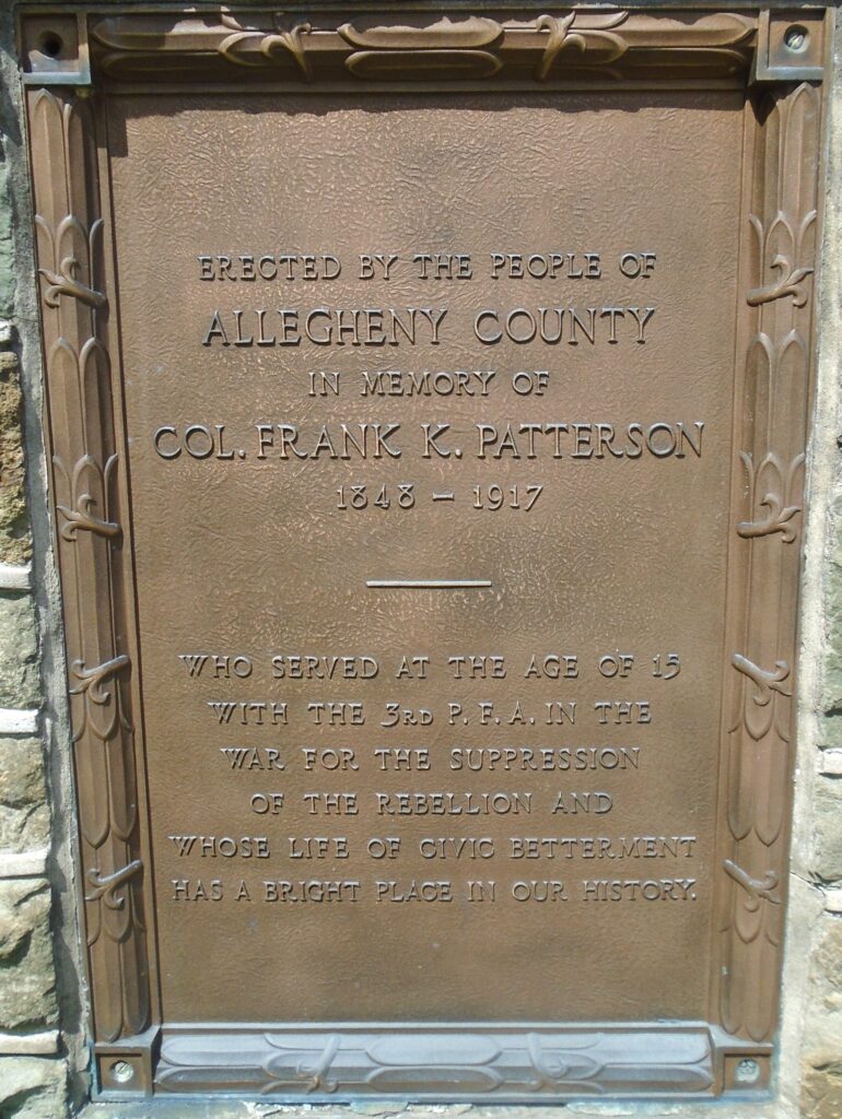COL. FRANK K. PATTERSON WAR MEMORIAL PLAQUE