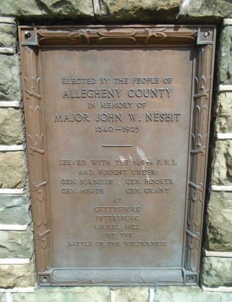MAJOR JOHN W. NESBIT WAR MEMORIAL PLAQUE