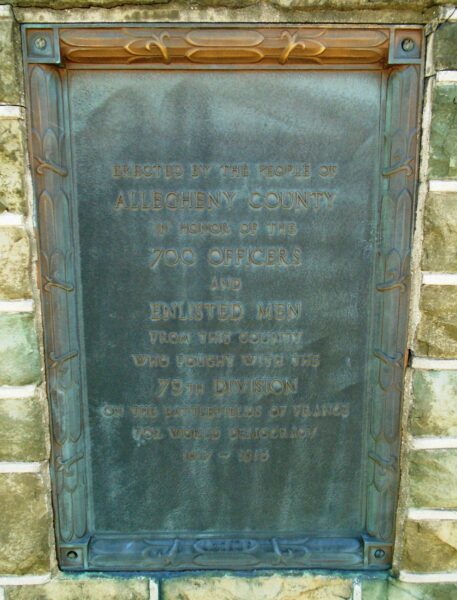 79TH DIVISION WORLD WAR I MEMORIAL PLAQUE