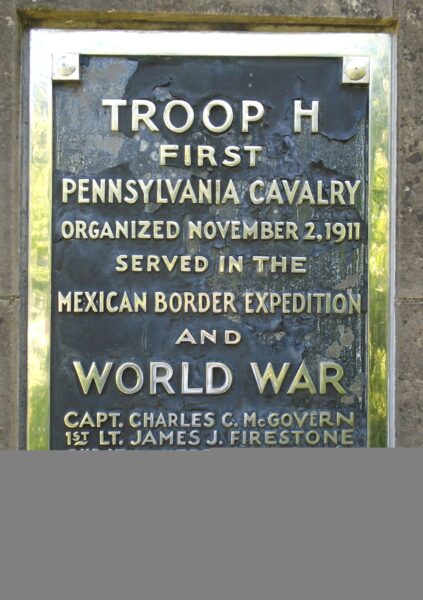 TROOP H FIRST PENNSYLVANIA CAVALRY WAR MEMORIAL PLAQUE A