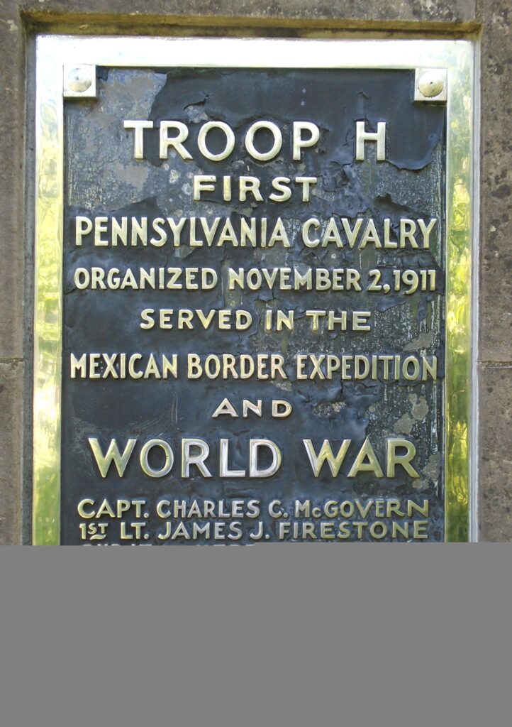 TROOP H FIRST PENNSYLVANIA CAVALRY WAR MEMORIAL PLAQUE A