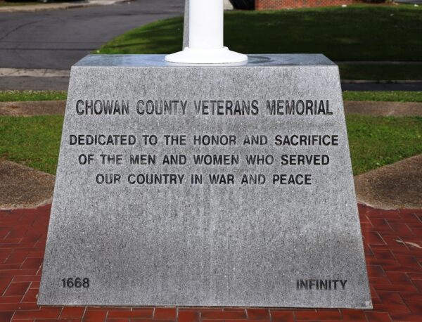 CHOWAN COUNTY VETERANS MEMORIAL FLAGPOLE BASE SIDE A