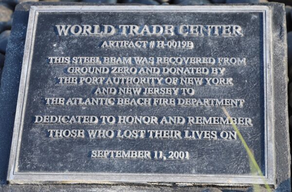 ATLANTIC BEACH FIRE DEPARTMENT WORLD TRADE CENTER MEMORIAL PLAQUE