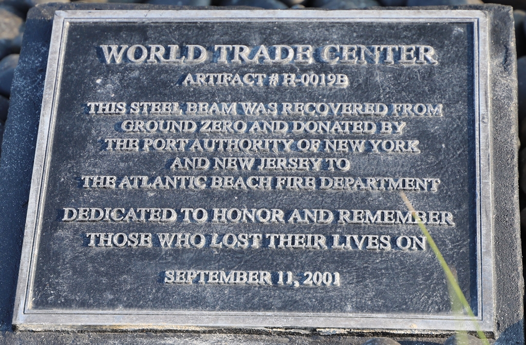 ATLANTIC BEACH FIRE DEPARTMENT WORLD TRADE CENTER MEMORIAL PLAQUE