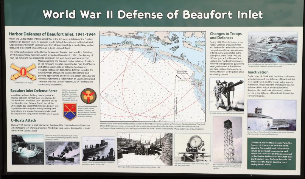 WORLD WAR II DEFENSE OF BEAUFORT INLET MEMORIAL PANEL
