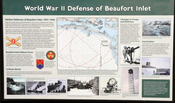 WORLD WAR II DEFENSE OF BEAUFORT INLET MEMORIAL PANEL