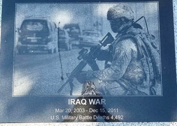 BAYVIEW PARK IRAQ WAR MEMORIAL PLAQUE