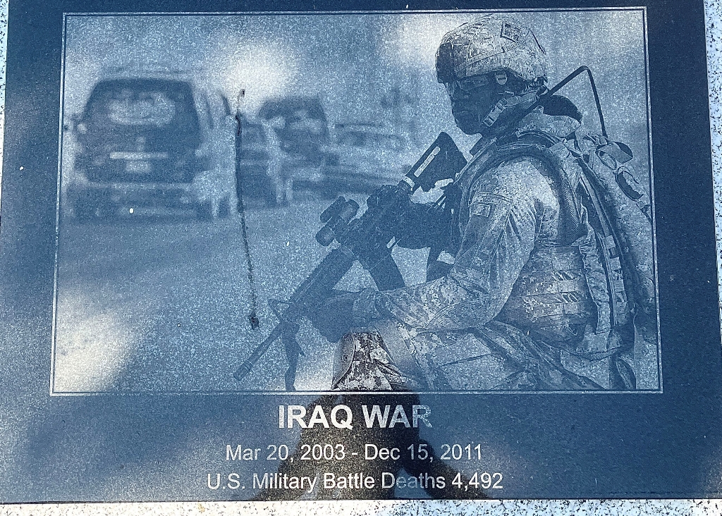 BAYVIEW PARK IRAQ WAR MEMORIAL PLAQUE