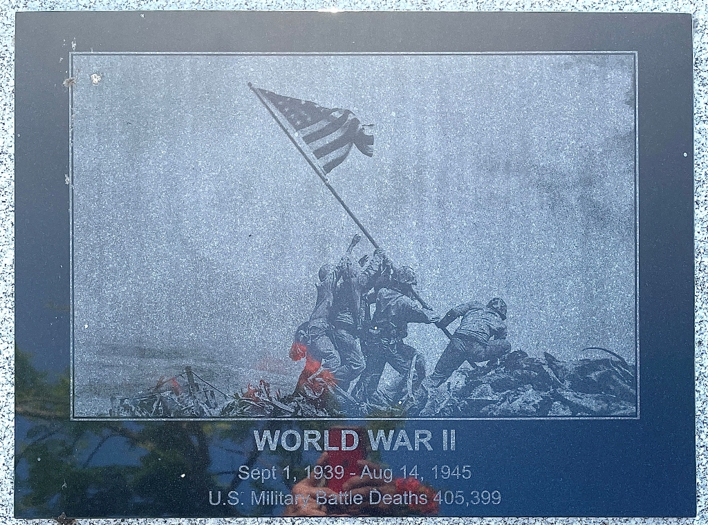 BAYVIEW PARK WORLD WAR II MEMORIAL PLAQUE