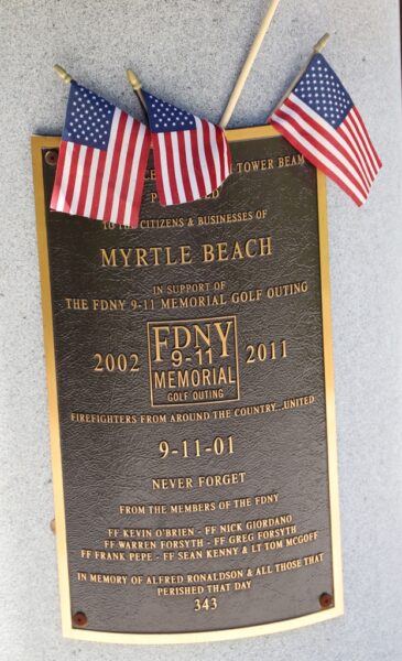 MYRTLE BEACH SEPTEMBER 11, 2001 MEMORIAL PLAQUE