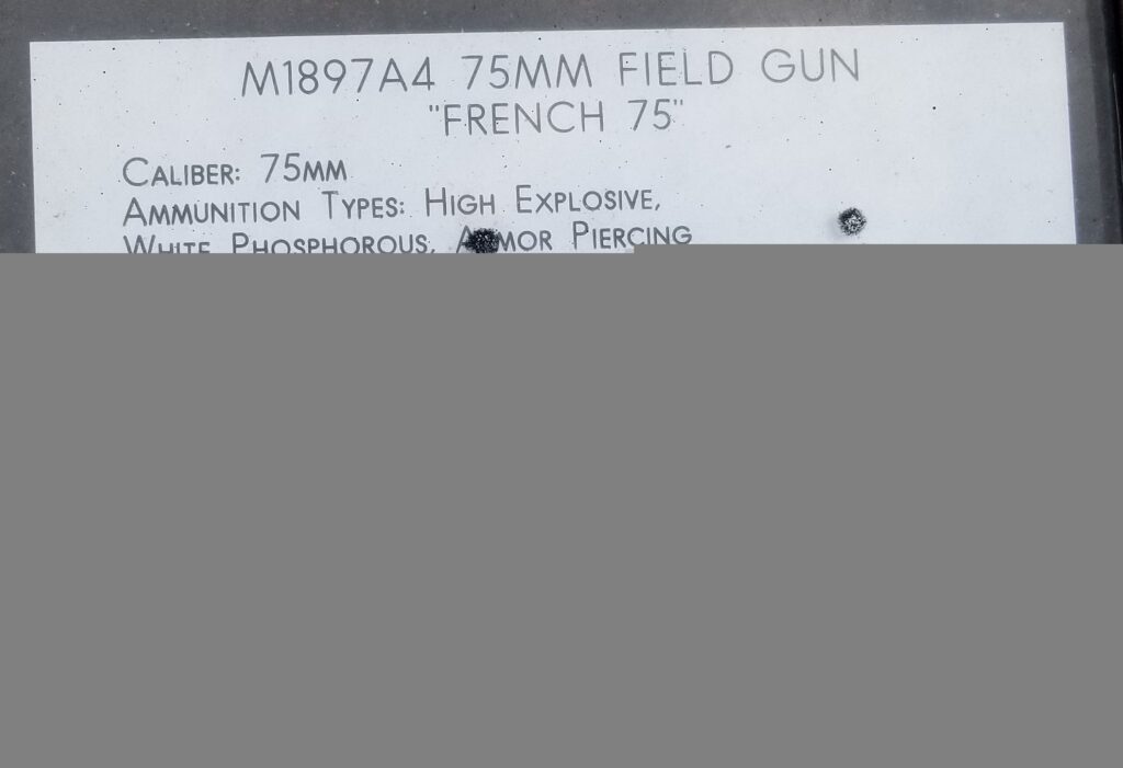 M1987A 75MM FIELD GUN “FRENCH 75” MEMORIAL PLAQUE