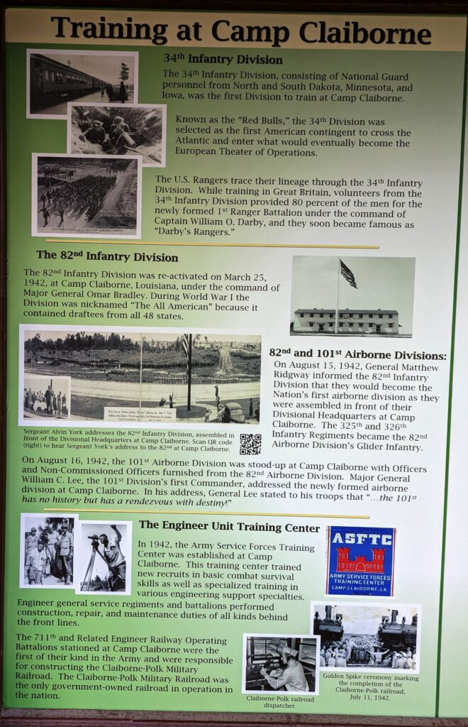 TRAINING AT CAMP CLAIBORNE MEMORIAL PLAQUE