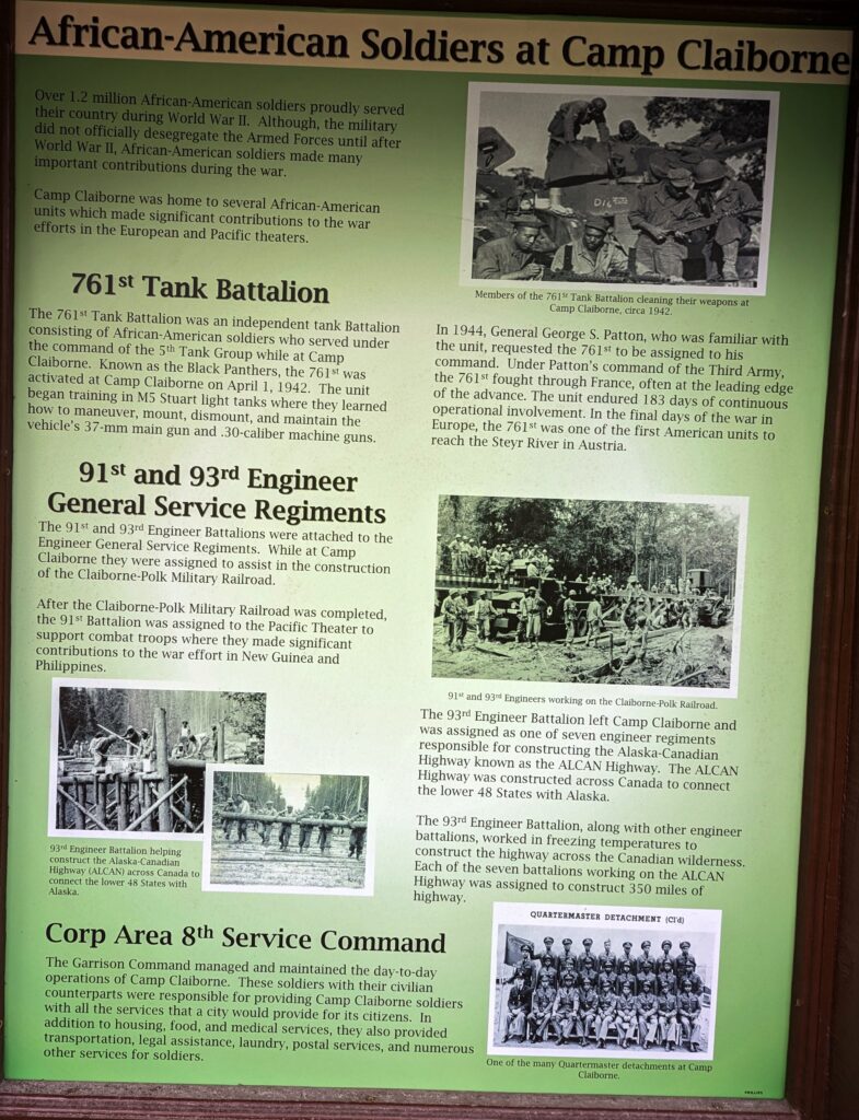 AFRICAN-AMERICAN SOLDIERS AT CAMP CLAIRBORNE MEMORIAL PLAQUE