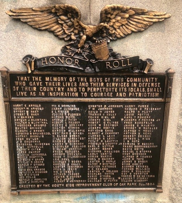 CARROLL PARK VETERANS HONOR ROLL MEMORIAL PLAQUE