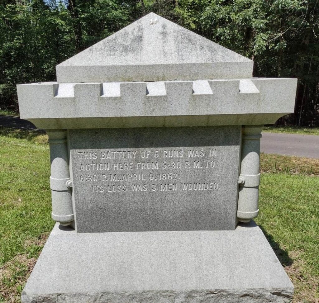 OHIO 8TH BATTERY LIGHT ARTILLERY WAR MEMORIAL BACK