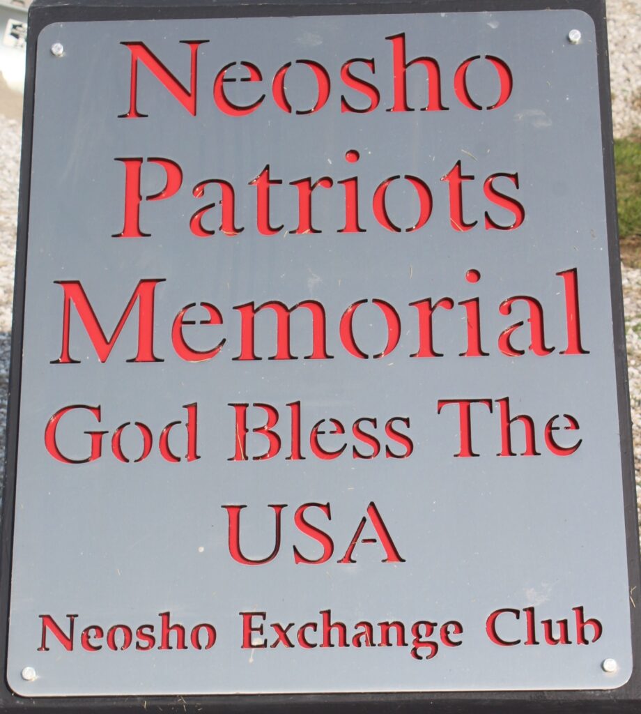 NEOSHO PATRIOTS MEMORIAL PLAQUE