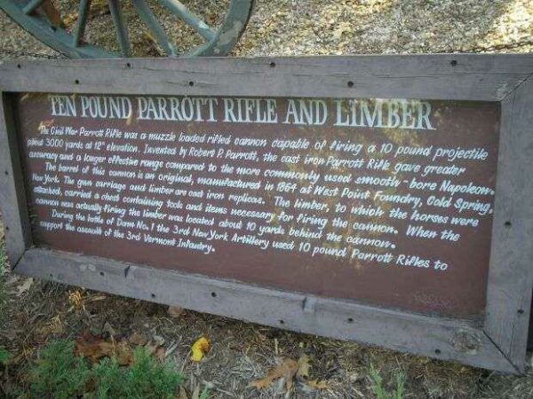 TEN POUND PARROTT RIFLE AND LIMBER MEMORIAL PLAQUE