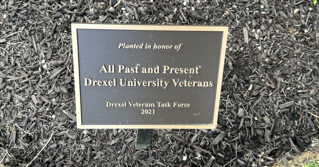 DREXEL UNIVERSITY VETERANS MEMORIAL TREE PLAQUE