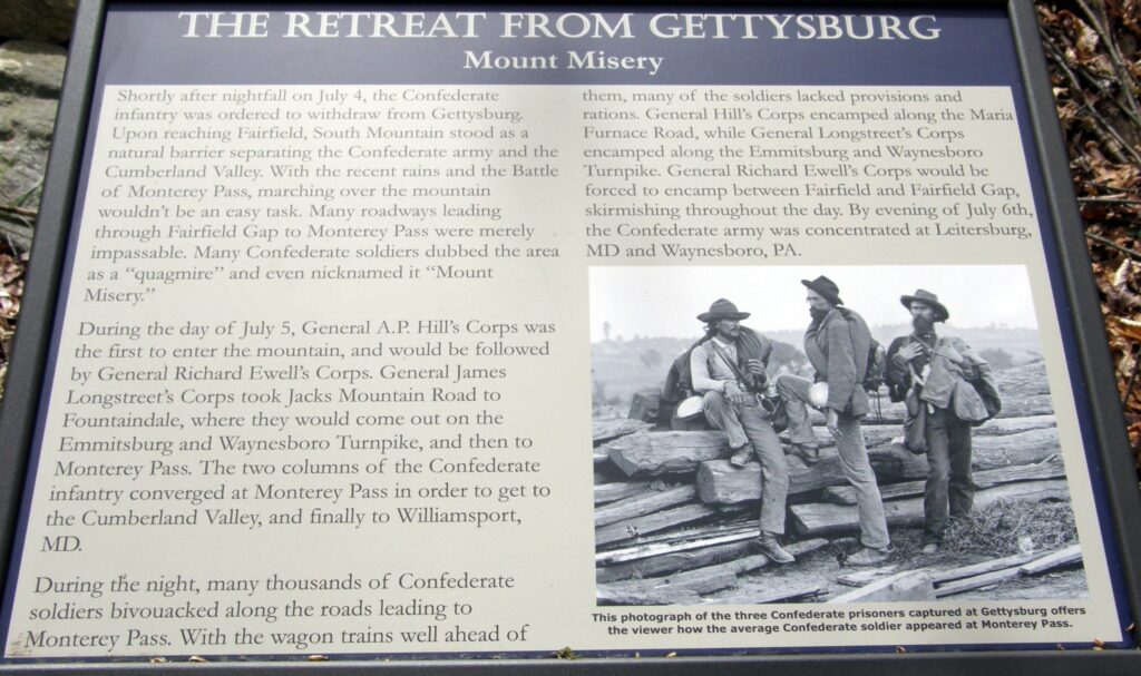 THE RETREAT FROM GETTYSBURG MOUNT MISERY WAR MEMORIAL PANEL