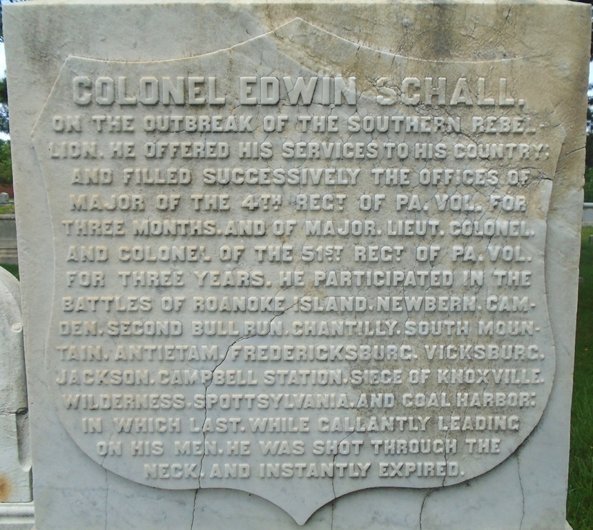 COLONEL EDWIN SCHALL WAR MEMORIAL SIDE D