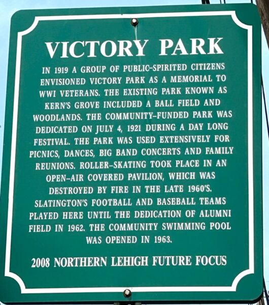 SLATINGTON VICTORY PARK MEMORIAL PLAQUE