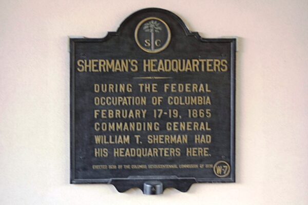SHERMAN’S HEADQUARTERS OCCUPATION OF COLUMBIA WAR MEM,ORIAL PLAQUE