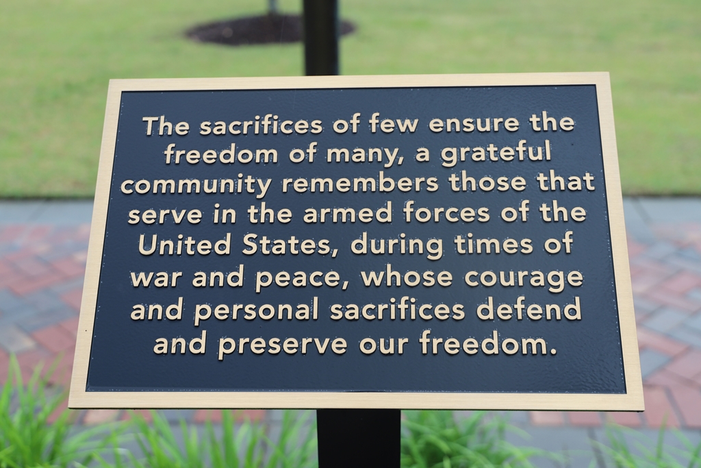 ORANGEBURG VETERANS MEMORIAL PLAQUE