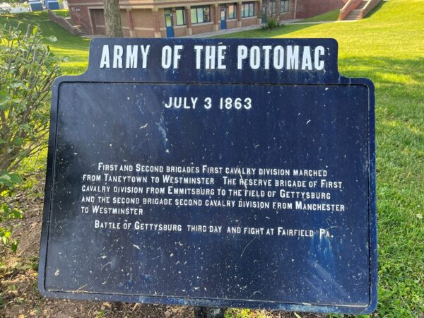 ARMY OF THE POTOMAC JULY 3 1863 WAR MEMORIAL PLAQUE