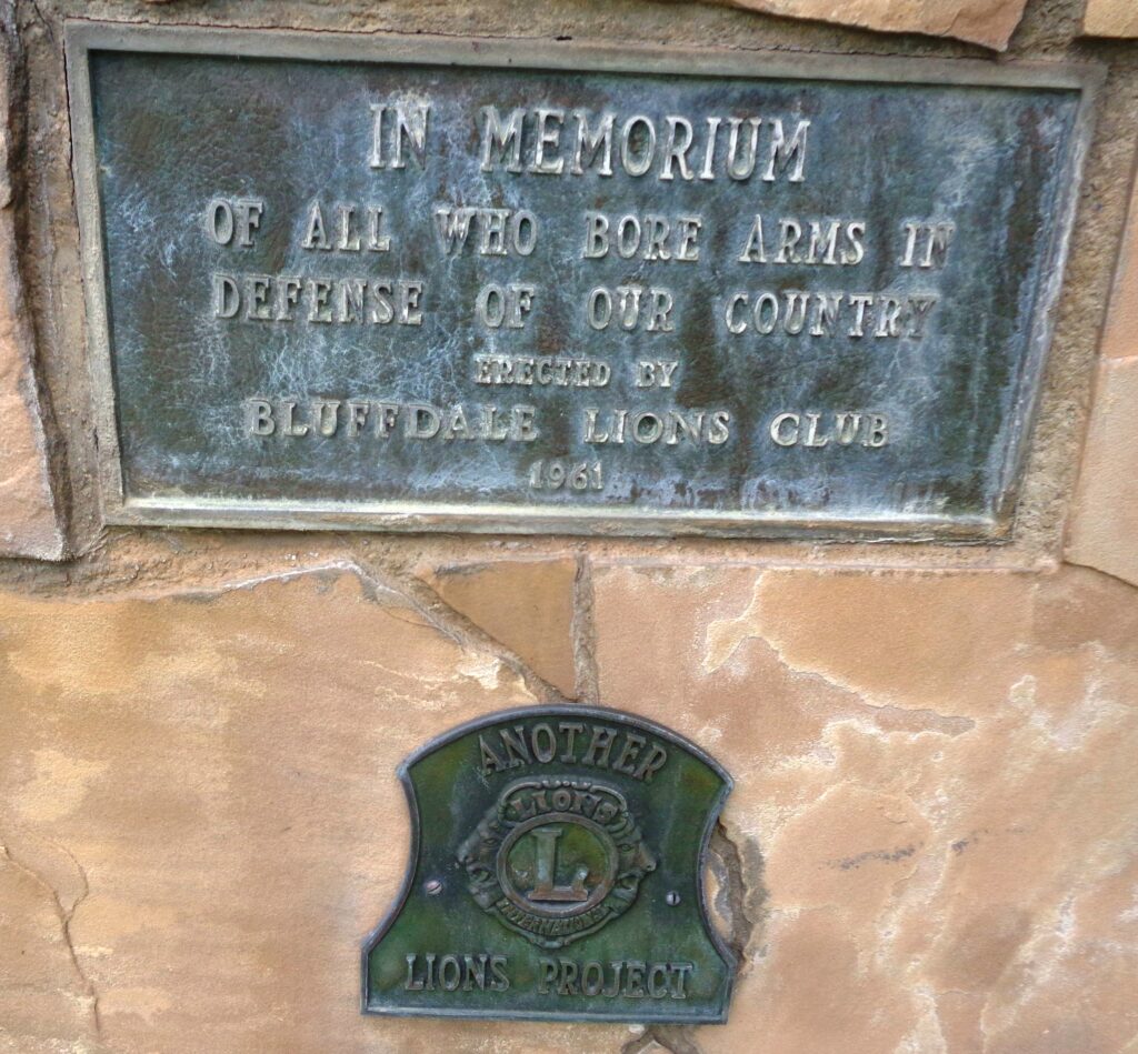 BLUFFDALE LIONS CLUB WAR VETERANS MEMORIAL PLAQUE