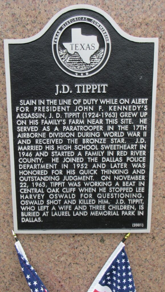 J.D. TIPPIT WAR MEMORIAL PLAQUE