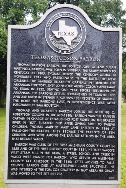 THOMAS HUDSON BARRON WAR MEMORIAL MARKER
