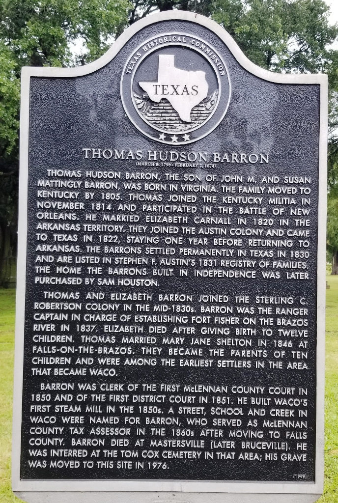 THOMAS HUDSON BARRON WAR MEMORIAL MARKER