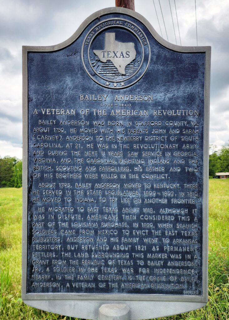 BAILEY ANDERSON REVOLUTIONARY WAR MEMORIAL MARKER